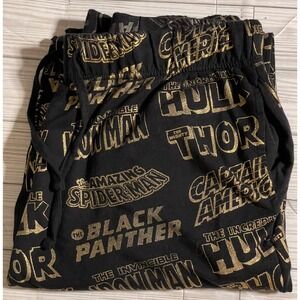 Marvel Superheroes Avengers Black‎ Gold Logo Lounge Sleep Pajama Pants - L